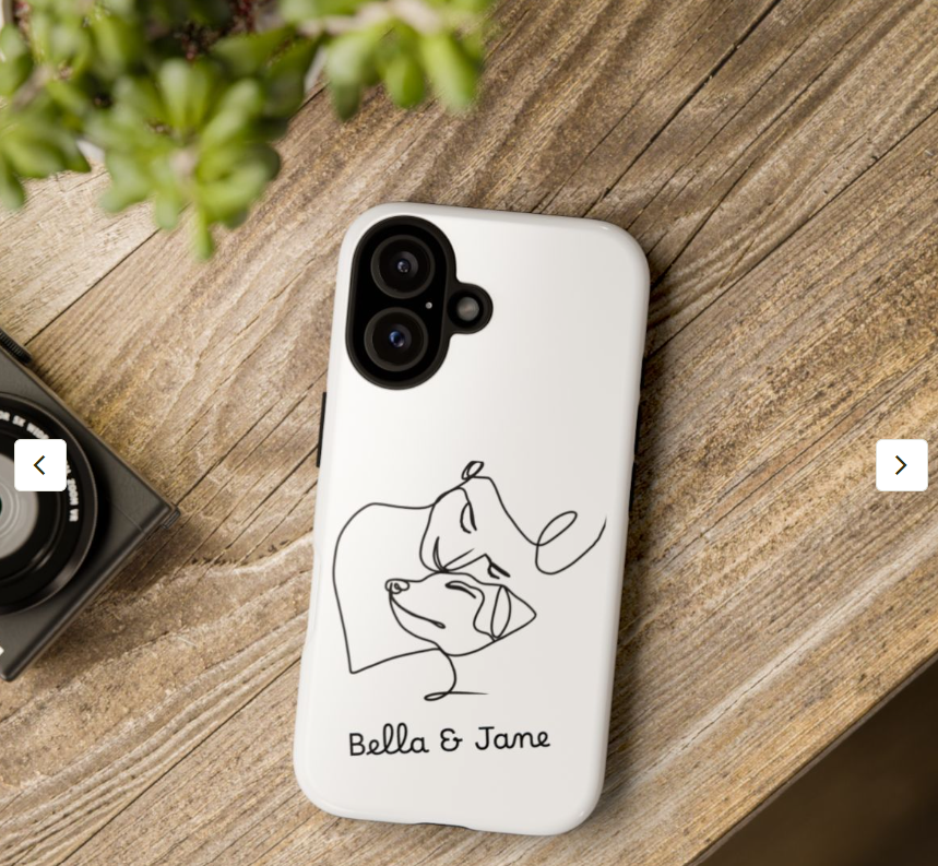 Pet memorial design of a woman holding her dog -iPhone hard case design. 